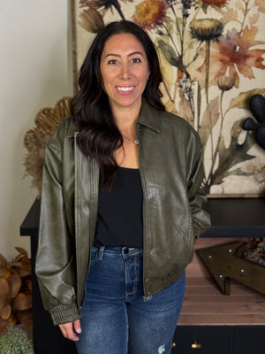 Bomber Babe Jacket - Olive