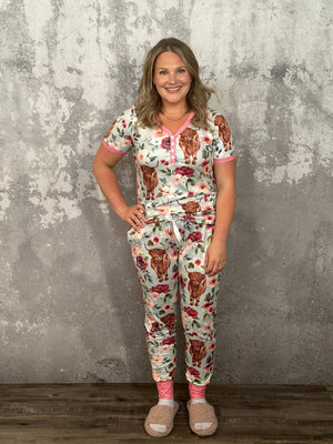 Buttery Shirley Jogger Lounge Set - Hyland Cow (Small - 3X) RESTOCK