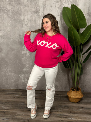 XOXO Fuschia Sweater (Small - 3X)