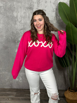 XOXO Fuschia Sweater (Small - 3X)