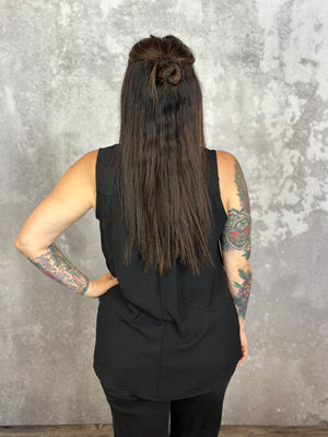 The Sara Vneck Tank - Black (Small - 3X)