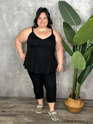 Piper Babydoll Tank - Black - (Small - 2X) - FINAL SALE