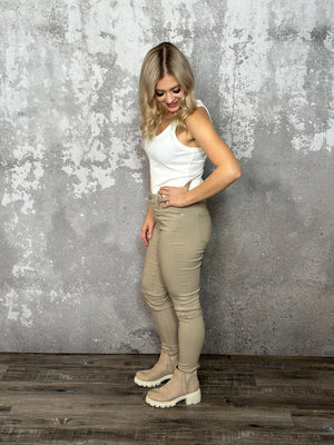 Hyperstretch Skinny Mid rise Pant - Taupe