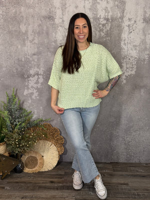 Light Sage Short Sleeve Sweater