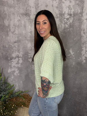 Light Sage Short Sleeve Sweater