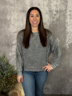 Grey Ribbed Sweatshirt