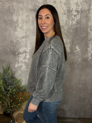 Grey Ribbed Sweatshirt