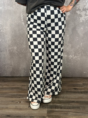 Charcoal Checker Straight Leg Pants