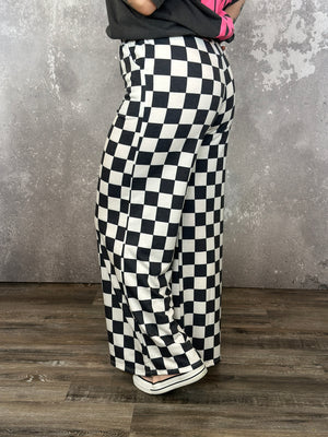 Charcoal Checker Straight Leg Pants