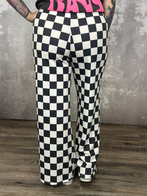 Charcoal Checker Straight Leg Pants