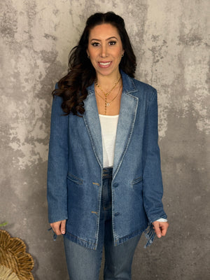 Denim Fringe Blazer
