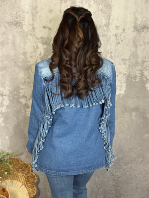 Denim Fringe Blazer
