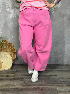 Pink Barrel Denim - (Small - 3X)
