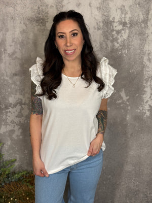 White Ruffle Lace Top - (Small - 3X)