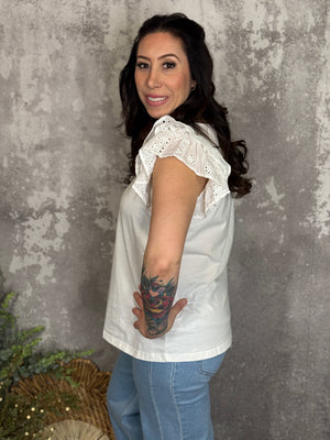 White Ruffle Lace Top - (Small - 3X)