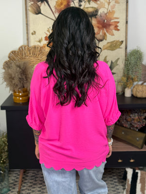 Scalloped Bottom Short Sleeve Airflow Top RESTOCKED
