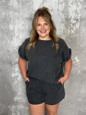 Denim Chambray Set - Black-FINAL SALE