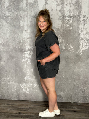 Denim Chambray Set - Black-FINAL SALE