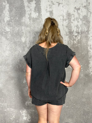 Denim Chambray Set - Black-FINAL SALE