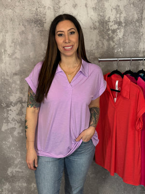 The Wrinkle Free Fairway Top - Lavender (Small - 3X)