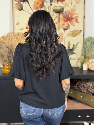 Pleated Blouse - Black (Small - 2X)