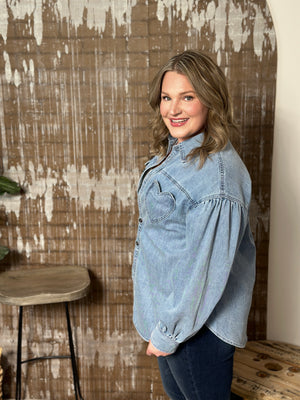 Denim Button up with Heart Pocket
