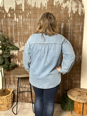 Denim Button up with Heart Pocket