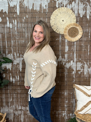 Accent Stitch Vneck Sweater (Small - 3X)