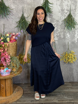 Sweater Set Maxi Dress - Navy