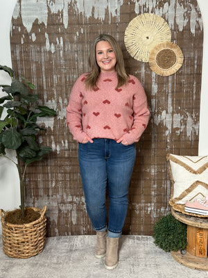 Blush Heart Sweater (Small - 3X)