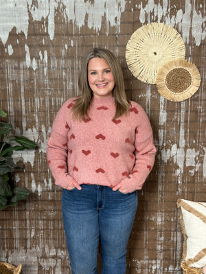 Blush Heart Sweater (Small - 3X)