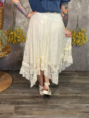 Asymmetric Ivory Lace Skirt