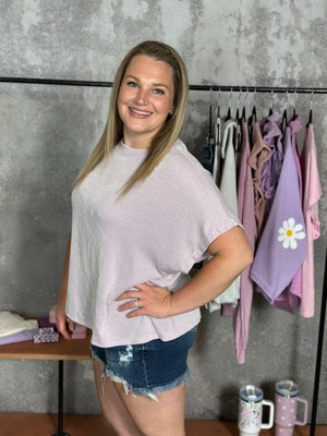 Soft Ribbed Stripe Top - Lavender (Small - 3X) - FINAL SALE