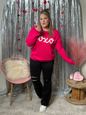 XOXO Fuschia Sweater (Small - 3X)