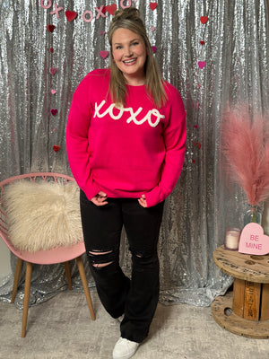 XOXO Fuschia Sweater (Small - 3X)
