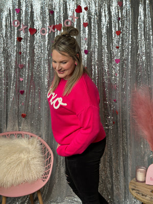 XOXO Fuschia Sweater (Small - 3X)