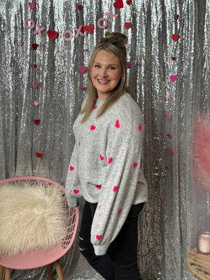 Heart Crewneck Sweater - Grey