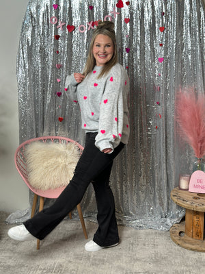 Heart Crewneck Sweater - Grey