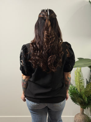 Black Statement Sleeve Top (Small - 2X)