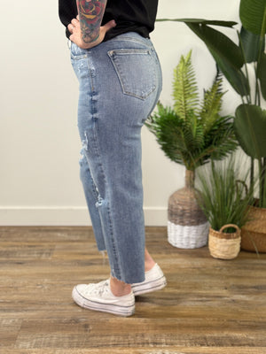 Judy Blue Wide Leg Distressed Crops (sizes 0/24-20W) Bestseller