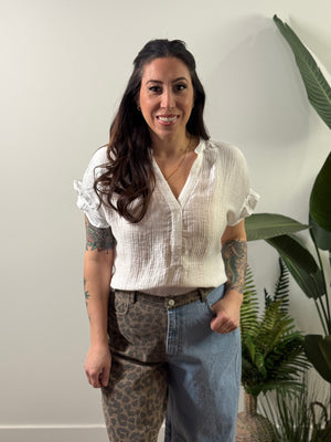 Short Sleeve White Blouse - (Small - 3X)