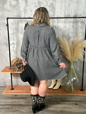 Charcoal Light Denim Babydoll Dress