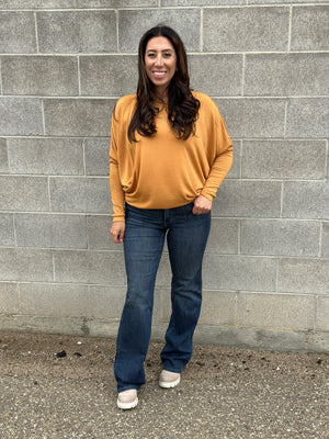 The Stella Dolman Top - Mustard (Small - 3X) - FINAL SALE