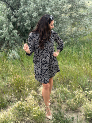 Black Paisley Gabby Dress- (Small - 3X)