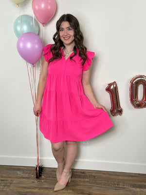 The Maya Dress - Hot Pink (Small - 2X)