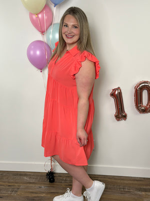 The Maya Dress - Coral (Small - 2X)