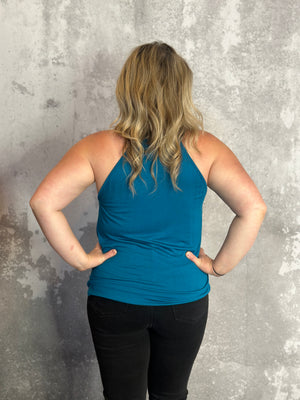 Strappy Halter Style Tank - Teal - FINAL SALE
