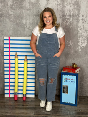 Fall Cord Overalls - Grey - FINAL SALE