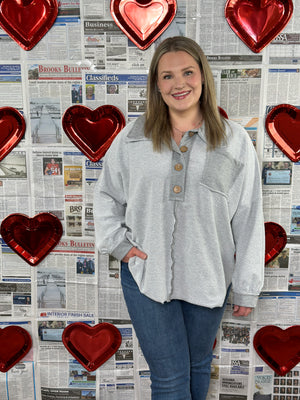 Reverse Terry Textured Collared Sweatshirt