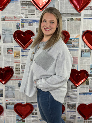 Reverse Terry Textured Collared Sweatshirt